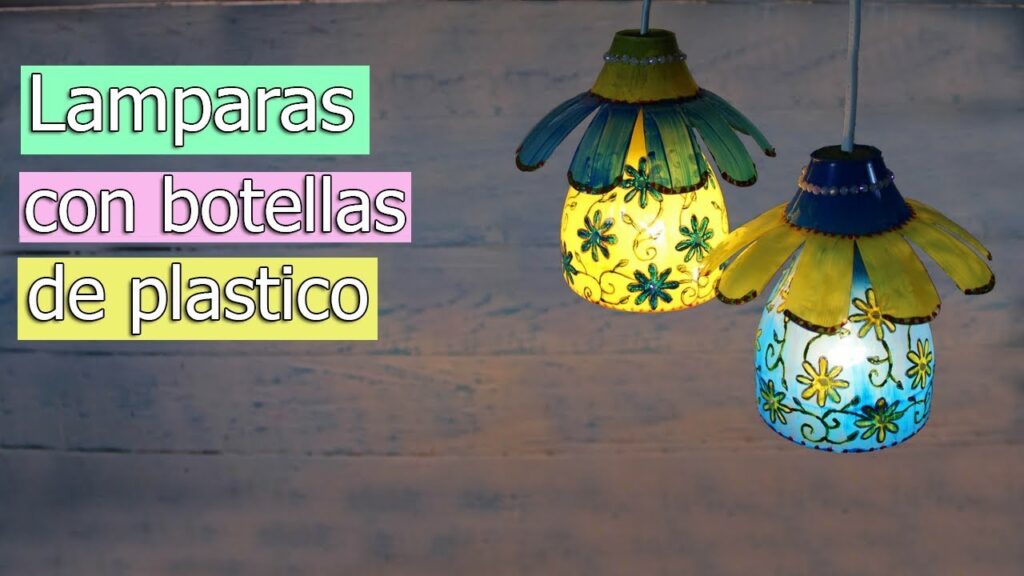 lámpara con una botella reciclada