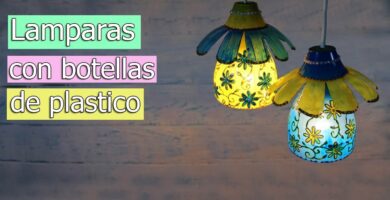 lámpara con una botella reciclada